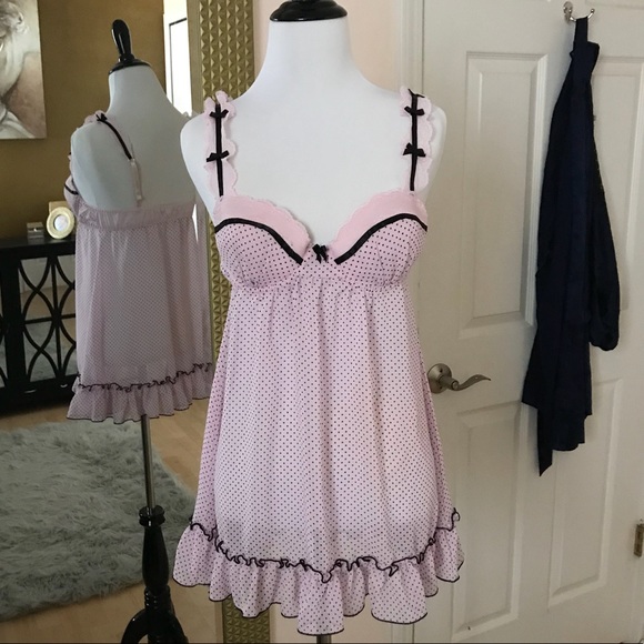 Linea Donatella pink & black babydoll chemise - Picture 2 of 5